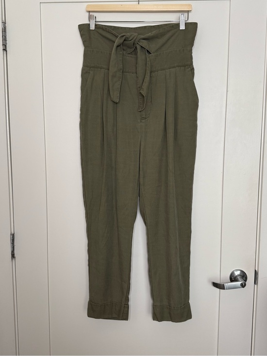 Anthropologie Pants - Cartonnier Anthropologie Paperbag Pants Sz 8 Olive Green Cropped Tie Waist 90s